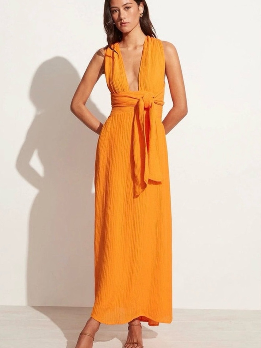 Sleeveless Orange Maxi Dress